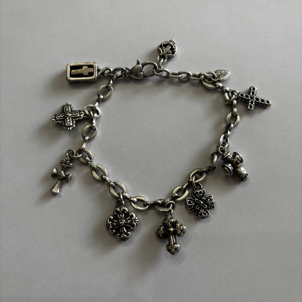 Brighton Eternity Cross Charm Bracelet Silver-tone Jewelry Religious